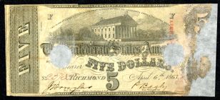 Confederate five dollar bill